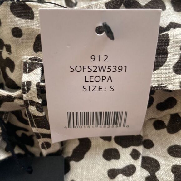 Saks Fifth Avenue NWT 100% Linen Paperbag Shorts Mob Wife Leopard Print Small - Picture 6 of 6
